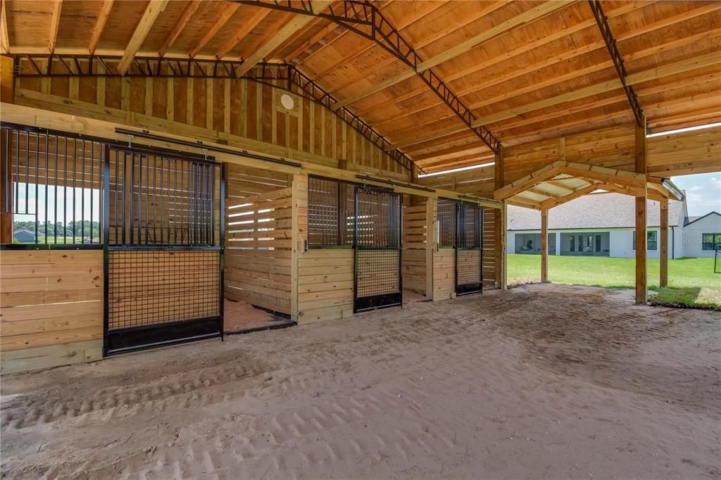 Front area of 3-stall horse barn