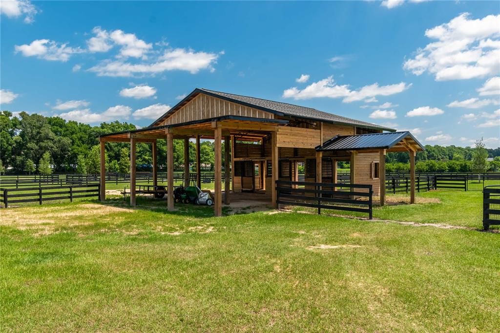 Front of the 3-stall horse barn