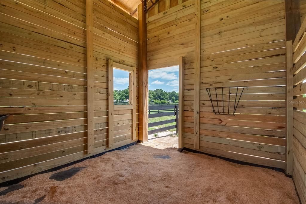 Inside of stall of the horse barn