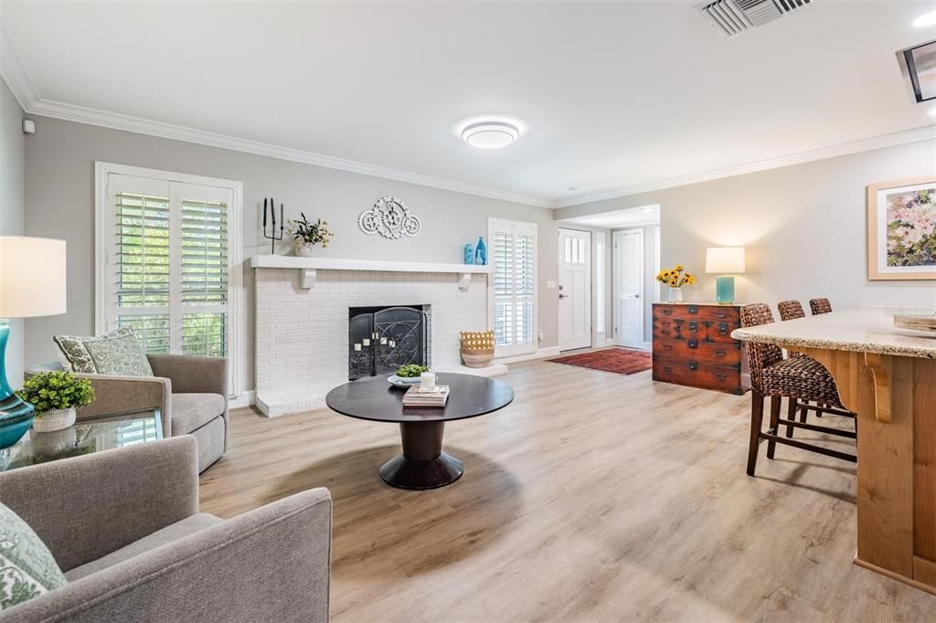 Living Room - Wood Burning Fireplace