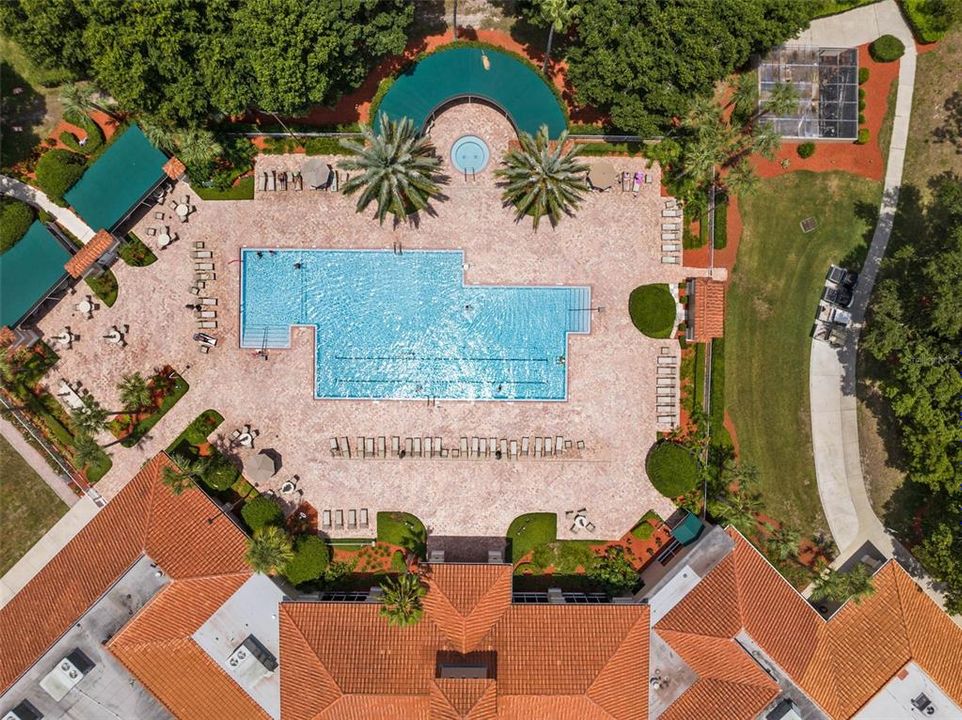 Pool at clubhouse from above