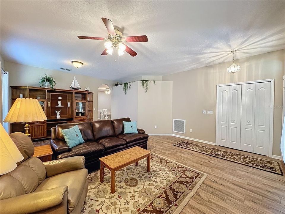 Great room with large coat closet