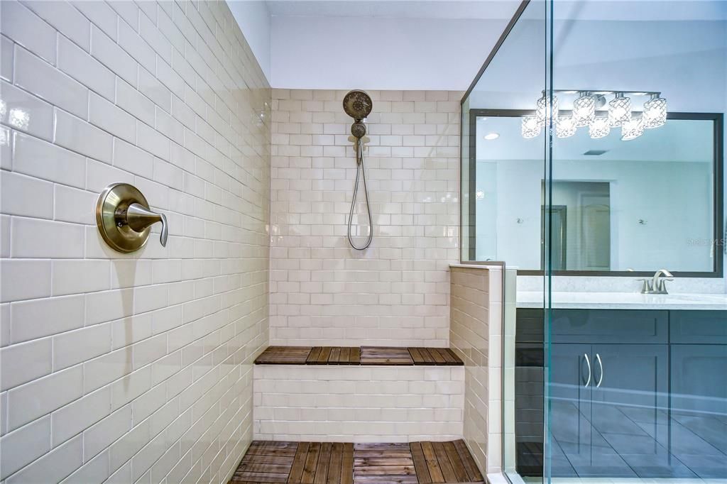 Walk-in Shower w/double shower heads.