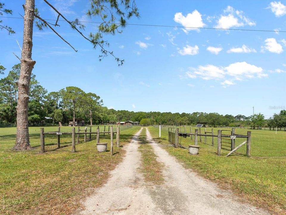 Gated entry from road