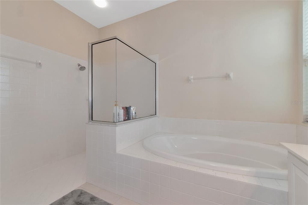 Walk-in shower & separate tub.