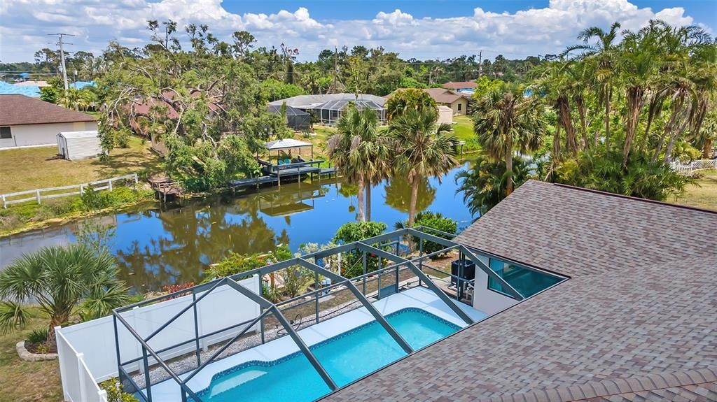 Aerial, rear home to freshwater canal