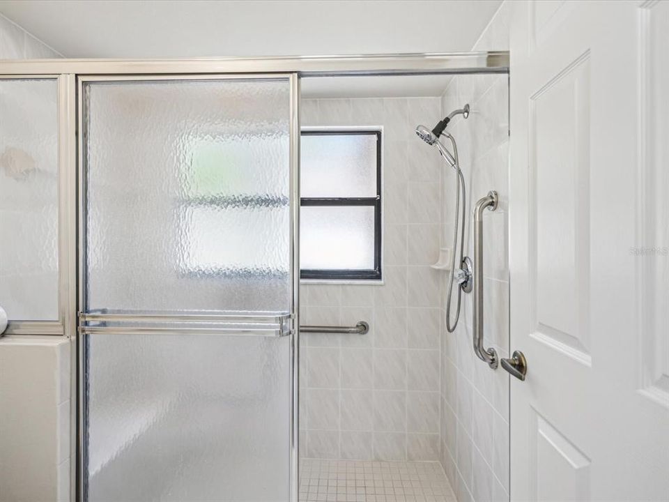 Primary Shower with grab bars