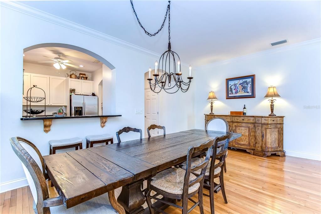 dining area with pass through to kitchen