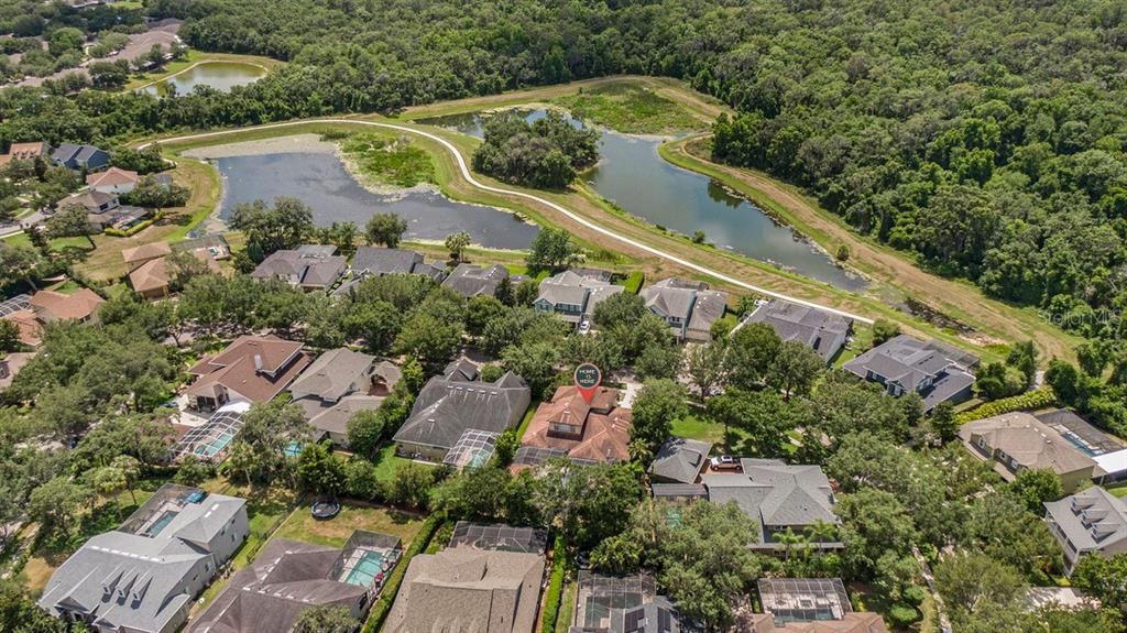 Overview of Community Pond with Trails