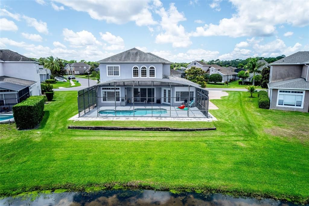 Nice private backyard with pond views