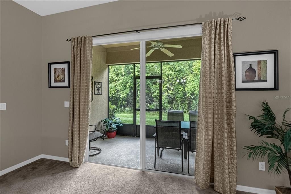 sliding door to covered patio