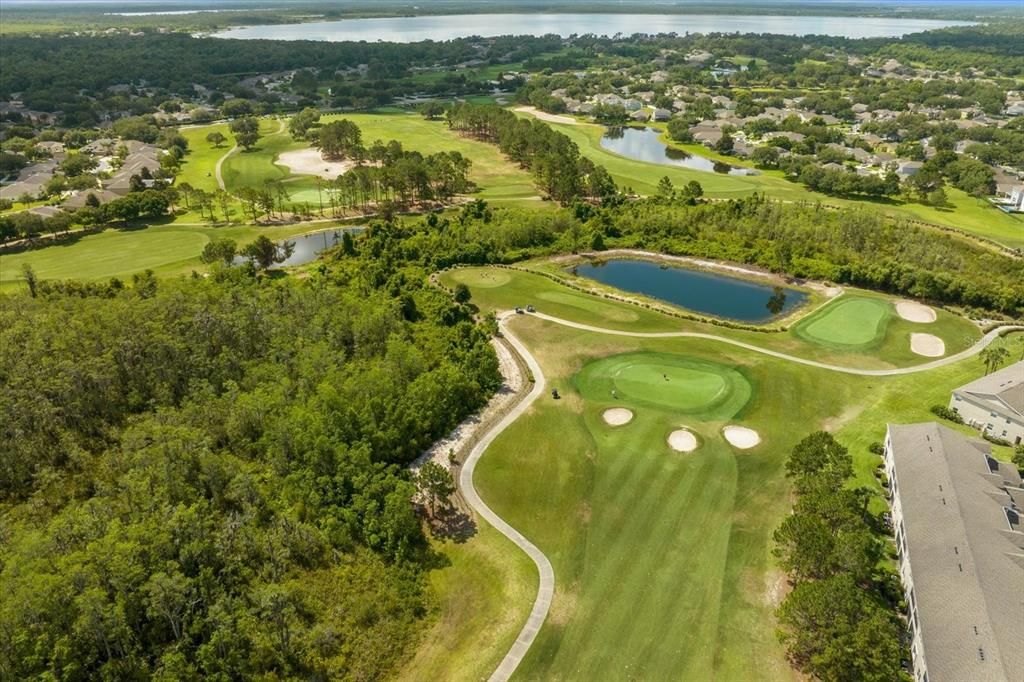 Areal view of golf course.