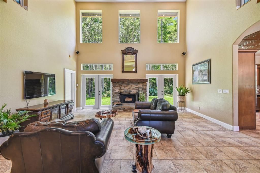 Living room with french doors