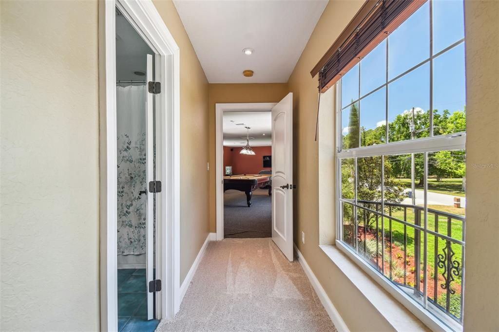 Hallway leading to game/ family room