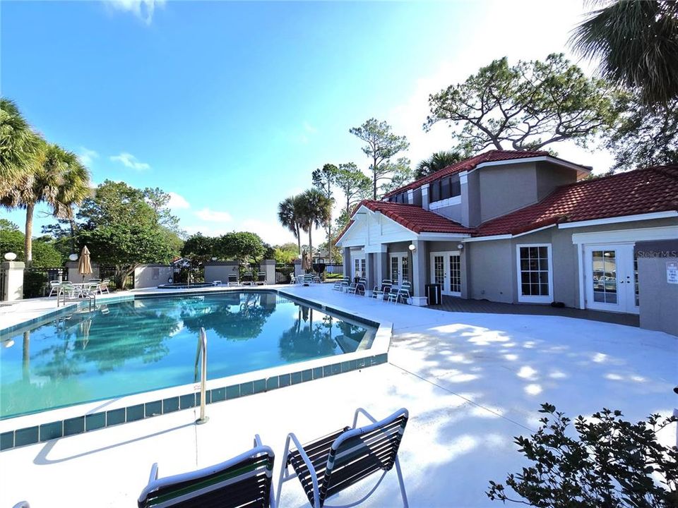 The clubhouse and pool