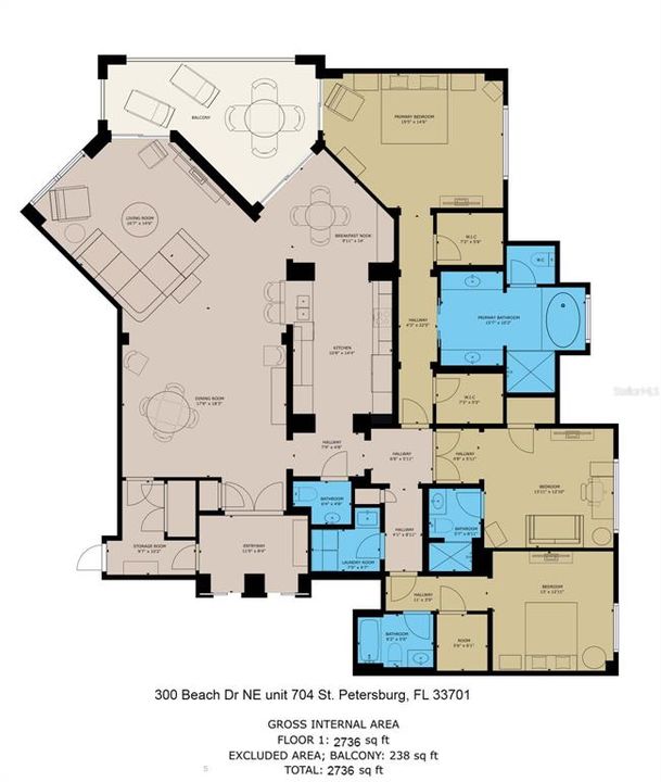 Floor plan, almost 3000 total sq/ft including balcony !!!