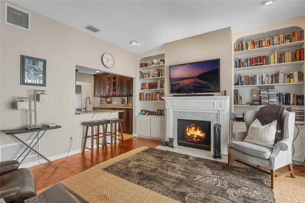 Family room with fireplace