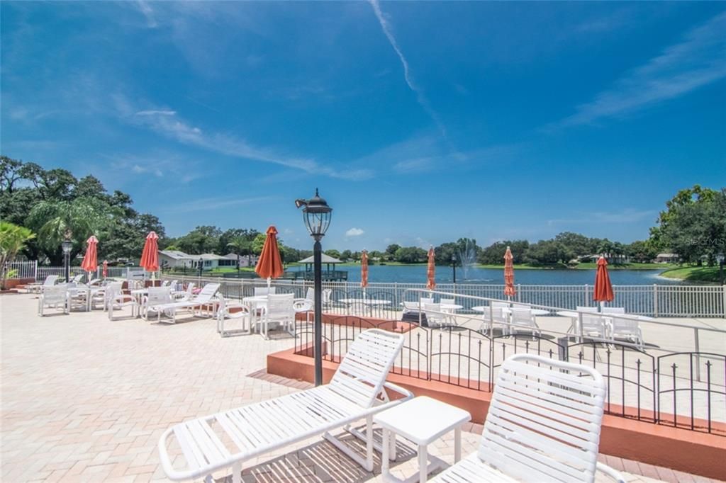 Sun and Social deck overlooking the peaceful community lake