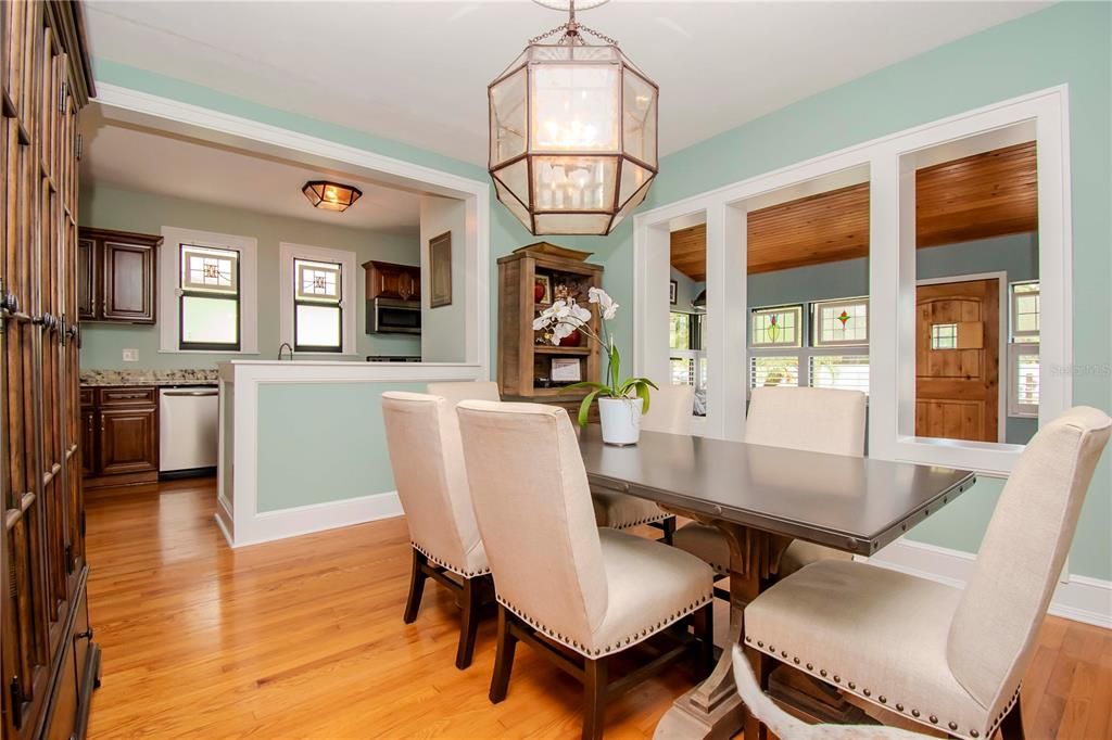 Dining room with view into kitchen