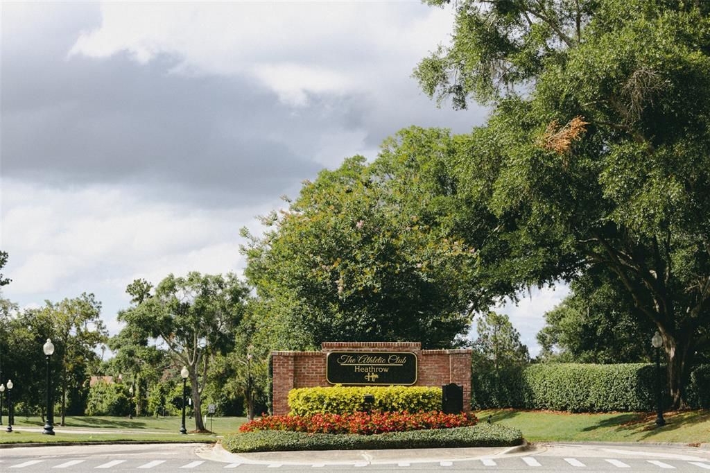 Beautiful Entrance. Community neighbors lakes, Heathrow tennis courts, pools, and fitness centers.