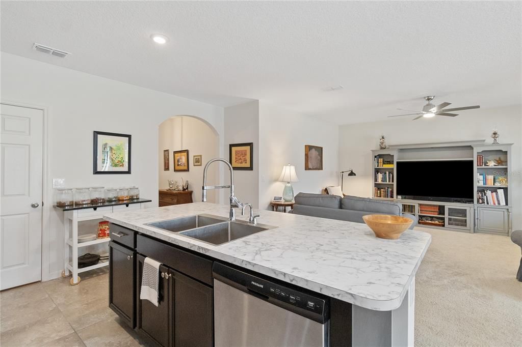 Kitchen island looking at family room