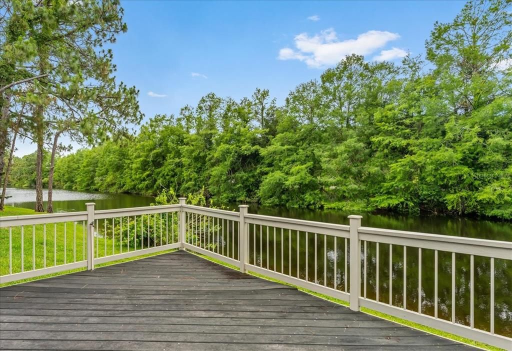 Back deck overlooking pond