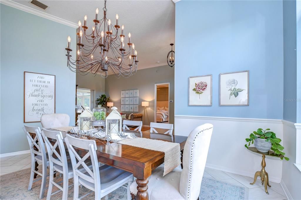 This dining room is right at the front of the home!