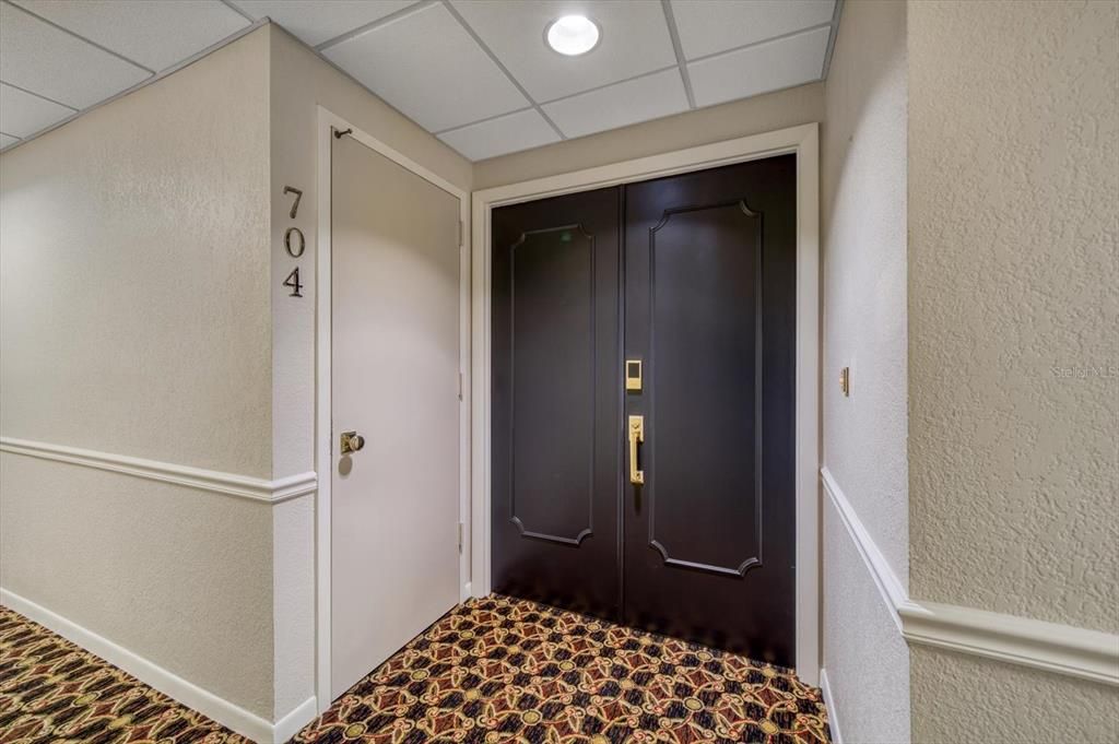 Private double door entry to your spacious condo.