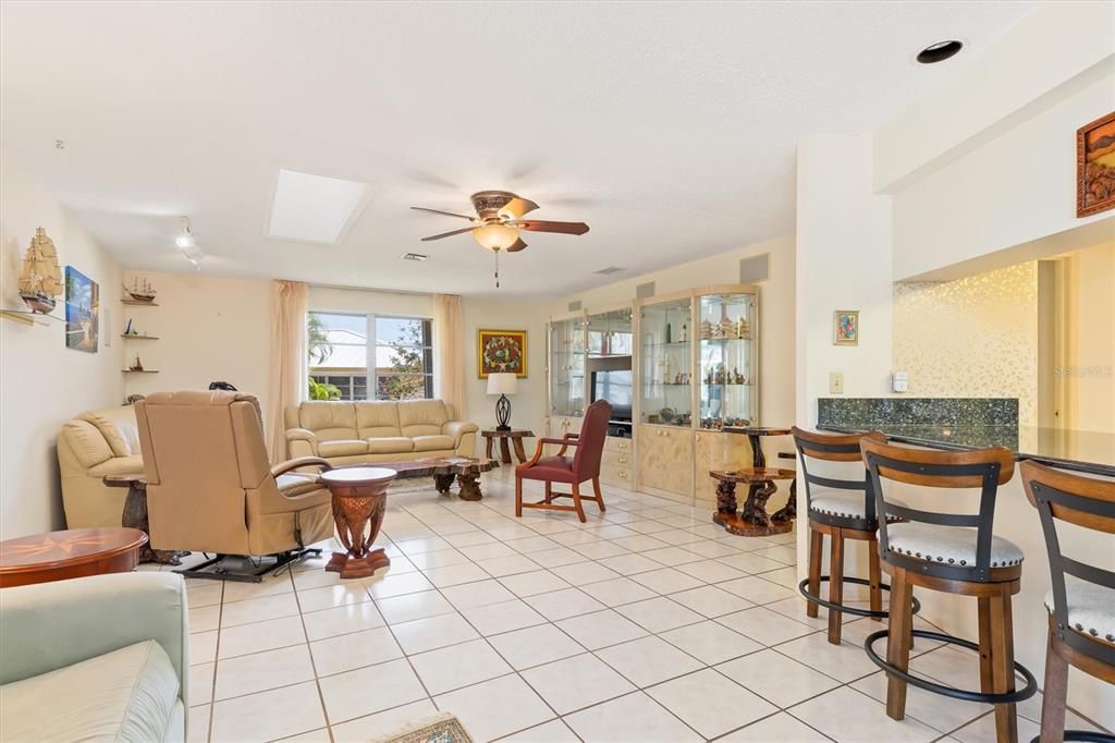 View from breakfast nook area towards family room.