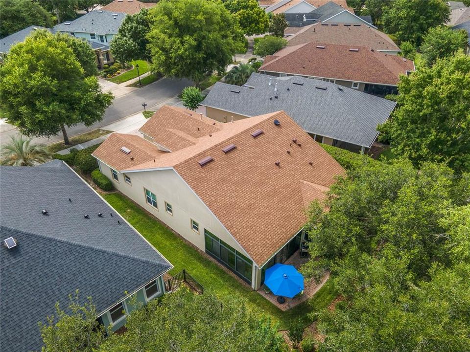 Aerial view from behind the home