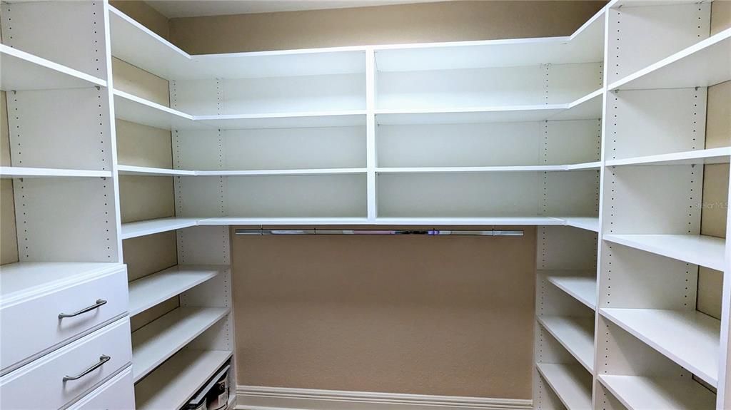 Custom closets in the primary suite