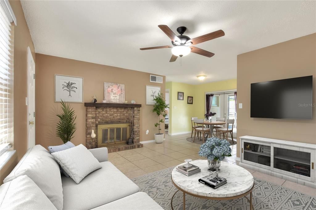 Beautiful virtual staged Family Room and Dining room area