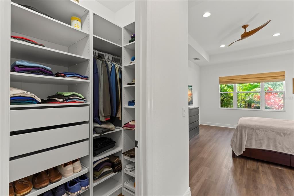 Two walk-in custom closets!