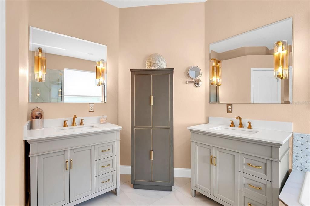 Double Vanities with Linen Closet