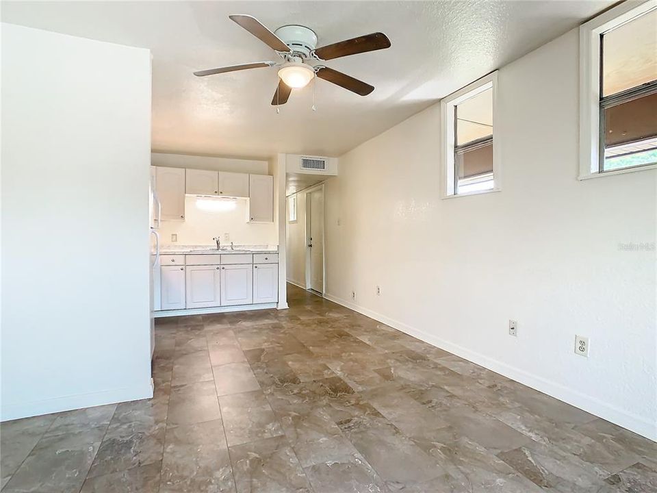 Looking from the living room towards the kitchen.