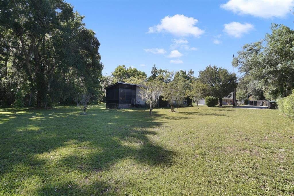 Large yard with hedge dividing additional lot