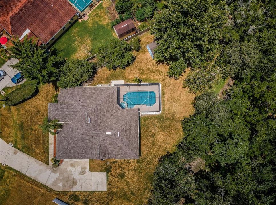 Ariel view of large private lot