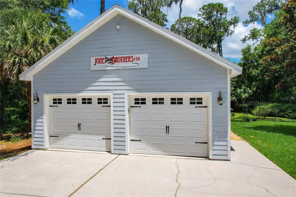 Detached garage with overhead attic storage