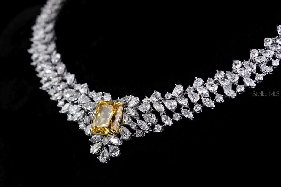 Yellow and White Diamond Necklace