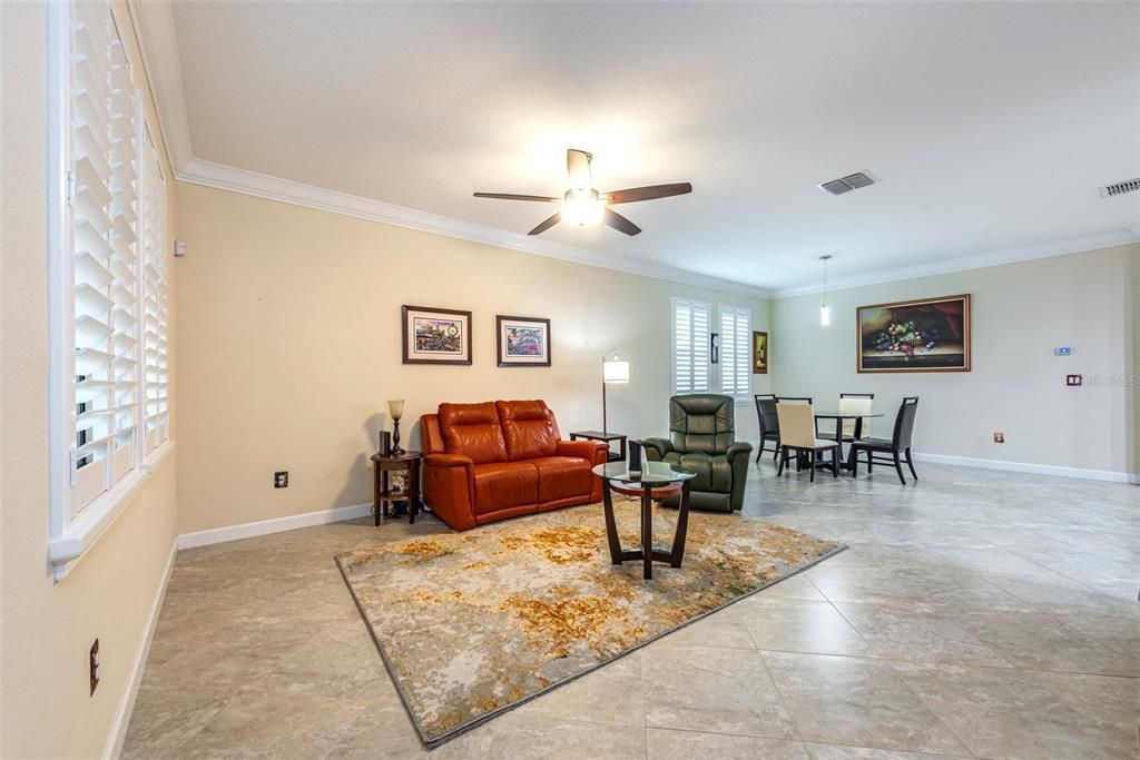 Another look at the living/dining area.  Did you notice the crown molding throughout?