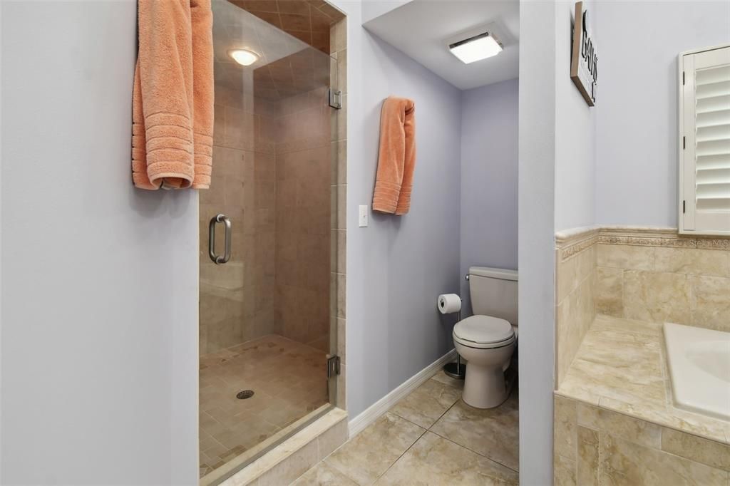 Large shower area in the Master bathroom