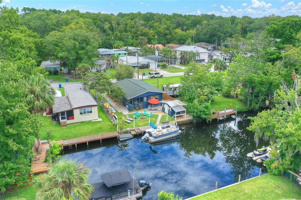 Backyard view of this home