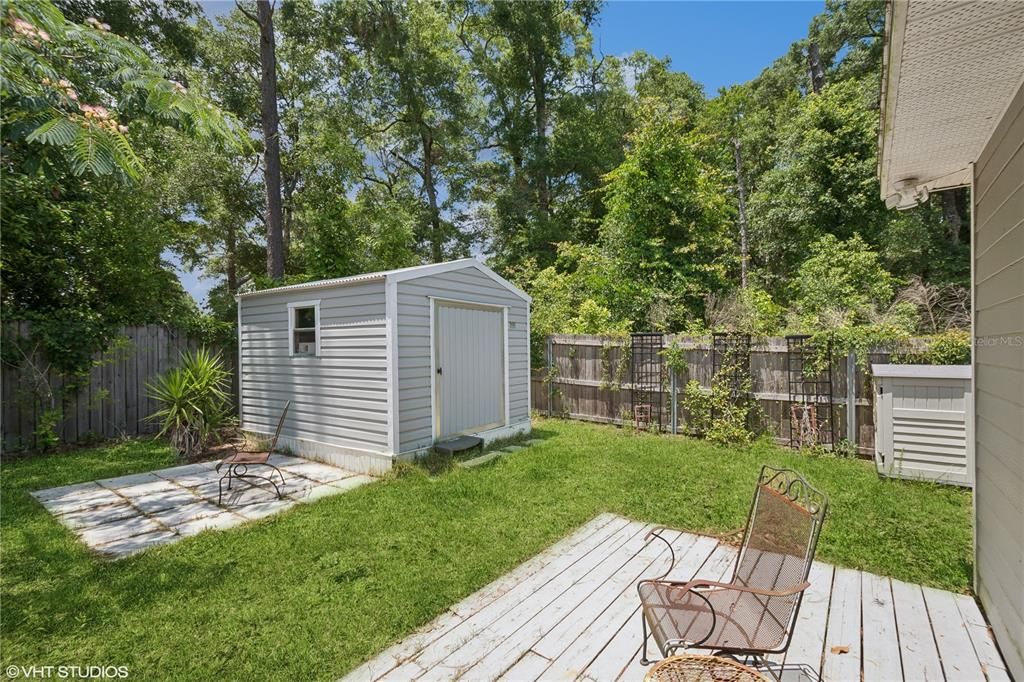 Back yard with storage