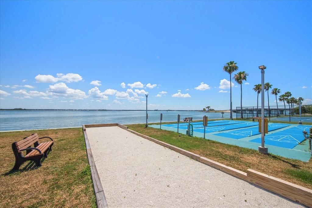 Shuffleboard, horseshoes, and bocce ball, too! Plus plenty of benches for taking in the view.