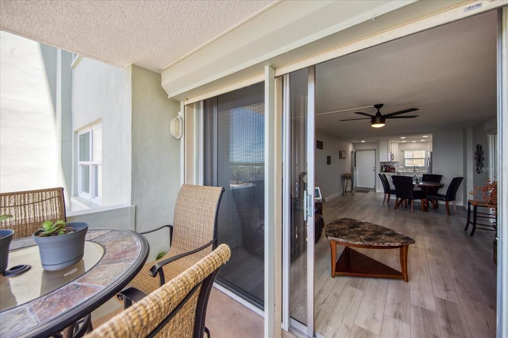 View into the living room from the balcony.