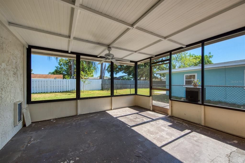 Screened in patio with built-in doggy door