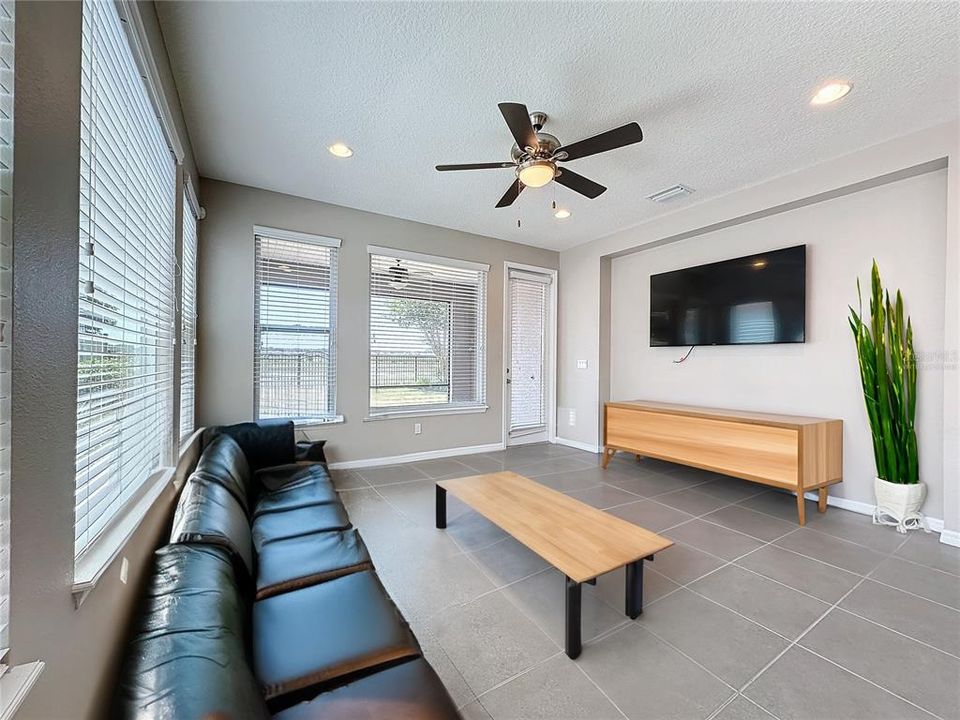 Virtually staged- Living room with water view