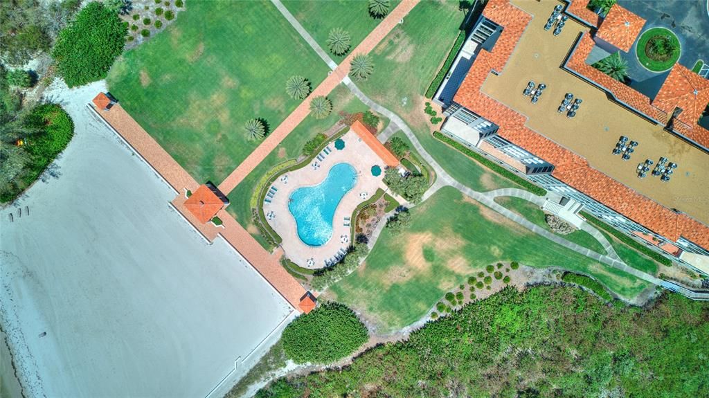 Drone of Private Beach & Beachfront Pool