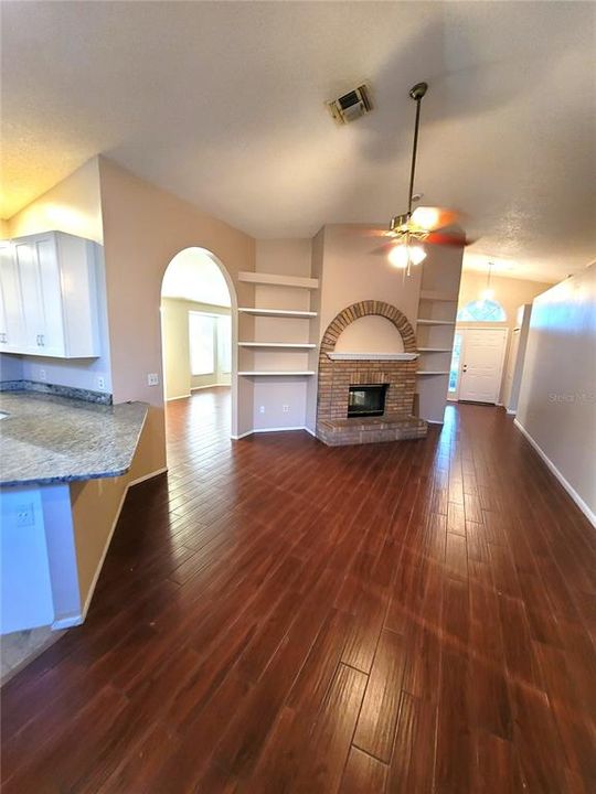 open to the kitchen and additional dinette area