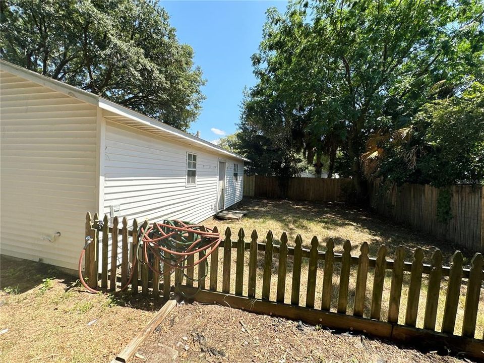 In-law view of back yard from shed